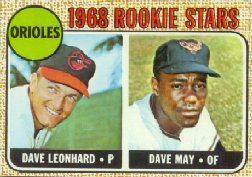 1968 Topps Baseball Cards      056      Rookie Stars-Dave Leonhard RC-Dave May RC